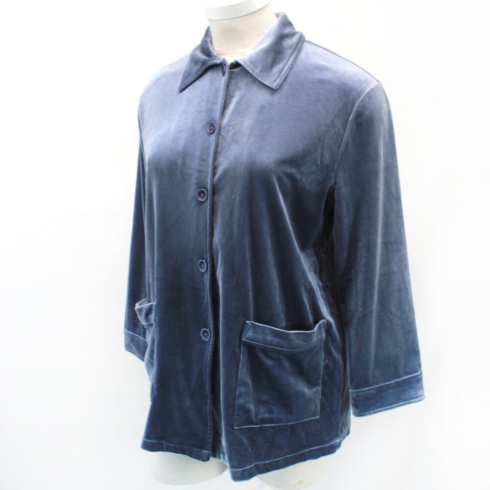 Current Air Los Angeles Velvet Jacket Blouse Top Button Pocket Collared Casual L